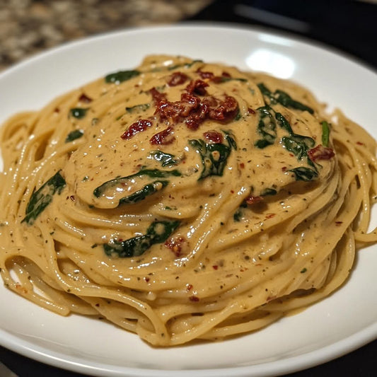 Spaghetti aux épinards et tomates séchées