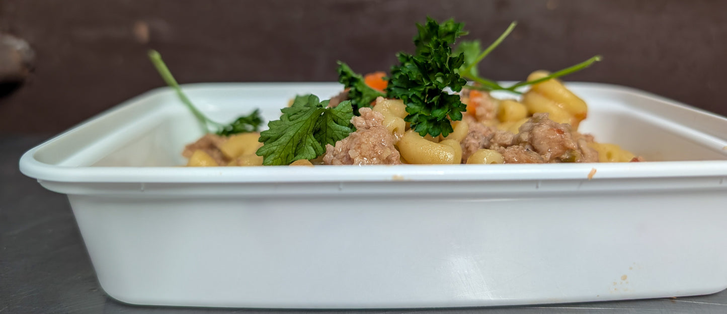 Macaroni sucré a la viande et légumes